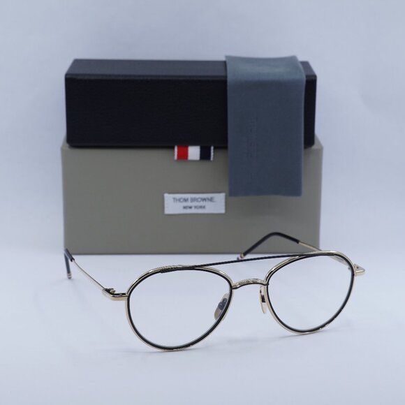 Thom Browne TB-109-A-GLD-BLK-53 Aviator Eyeglasses 53mm - Gold/Black - Picture 1 of 11